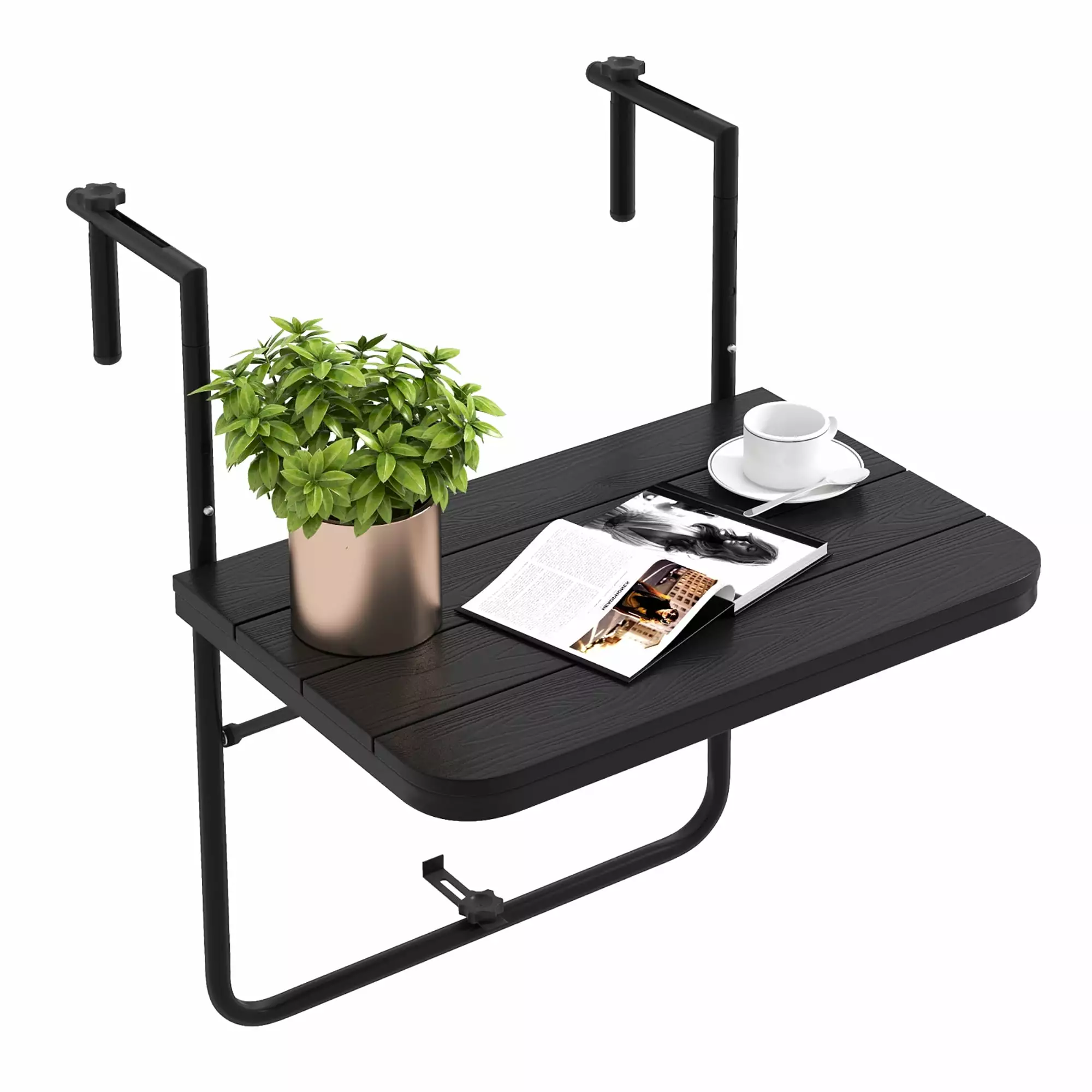 Costway Folding Hanging Table Outdoor Railing Table 3-Level Adjustable Height