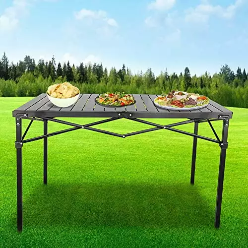 GoTEAM Portable Heavy Duty Aluminum Roll-Top Table Large Outdoor Events