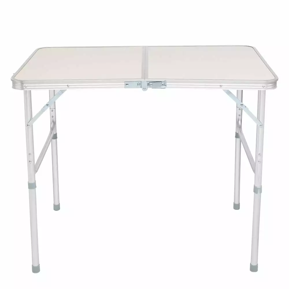 iTopRoad Plastic Outdoor Table 35 x 24 x 28 Inches Portable Silver Lightweight Picnic Camping