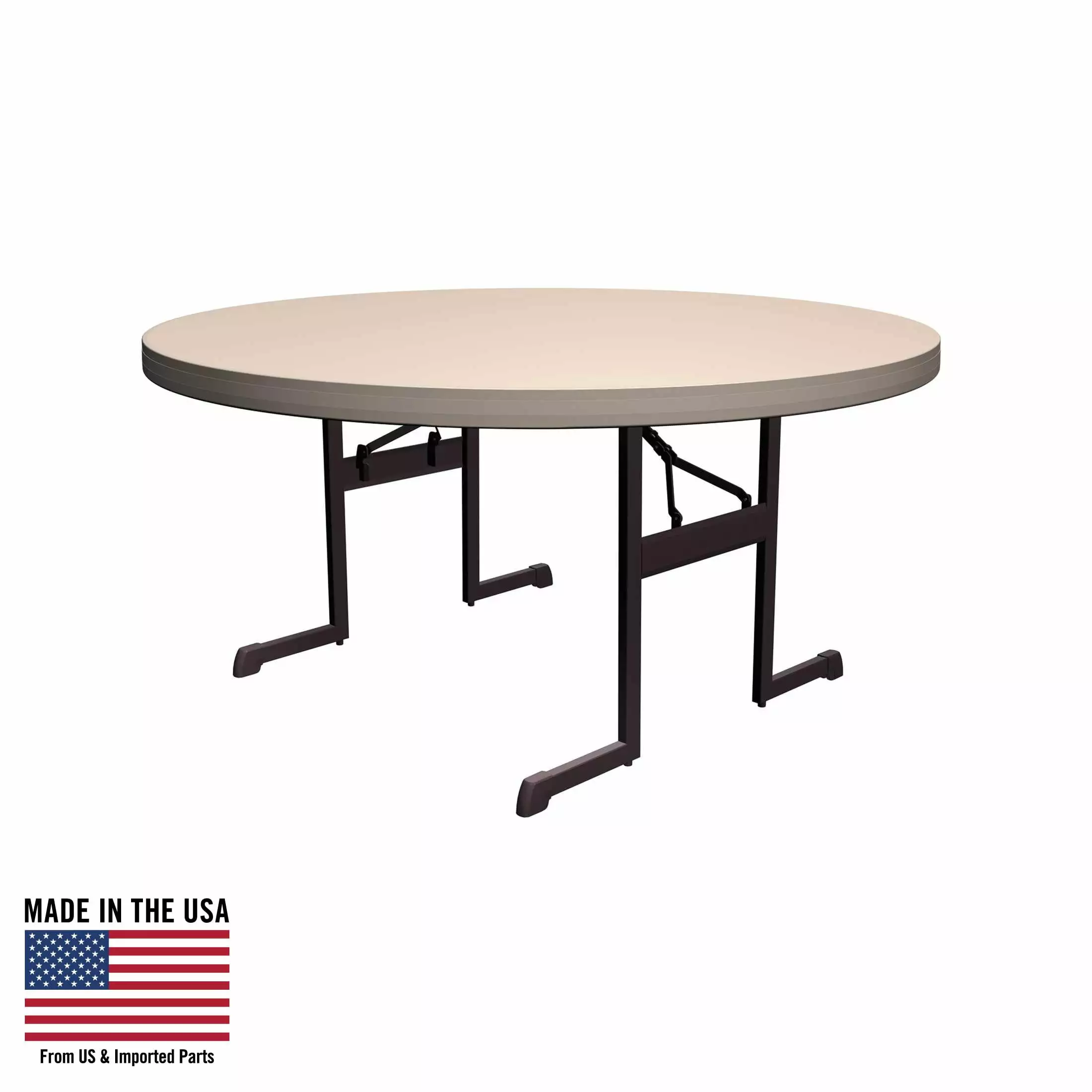 Lifetime 60 Inch Round Folding Table Indoor Outdoor Professional Grade Putty