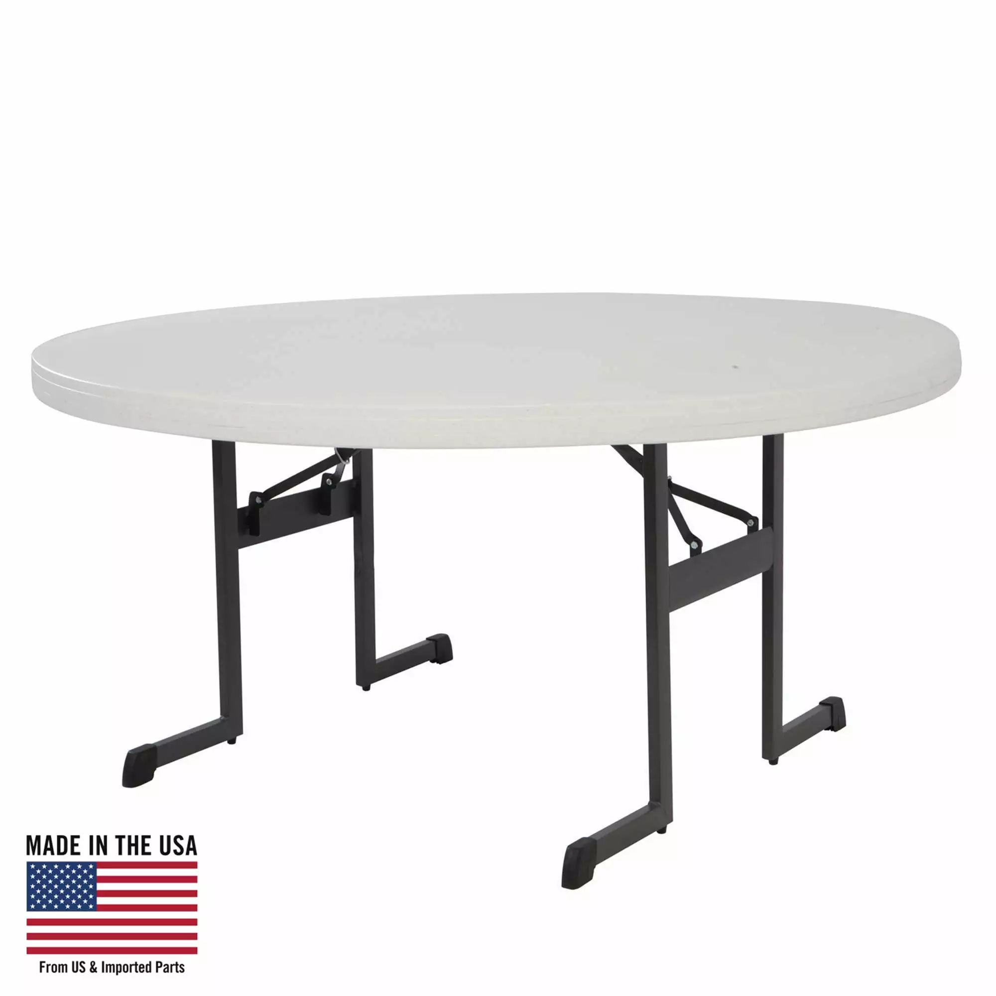 Lifetime 60 Inch Round Folding Table Indoor Outdoor Professional Grade Almond
