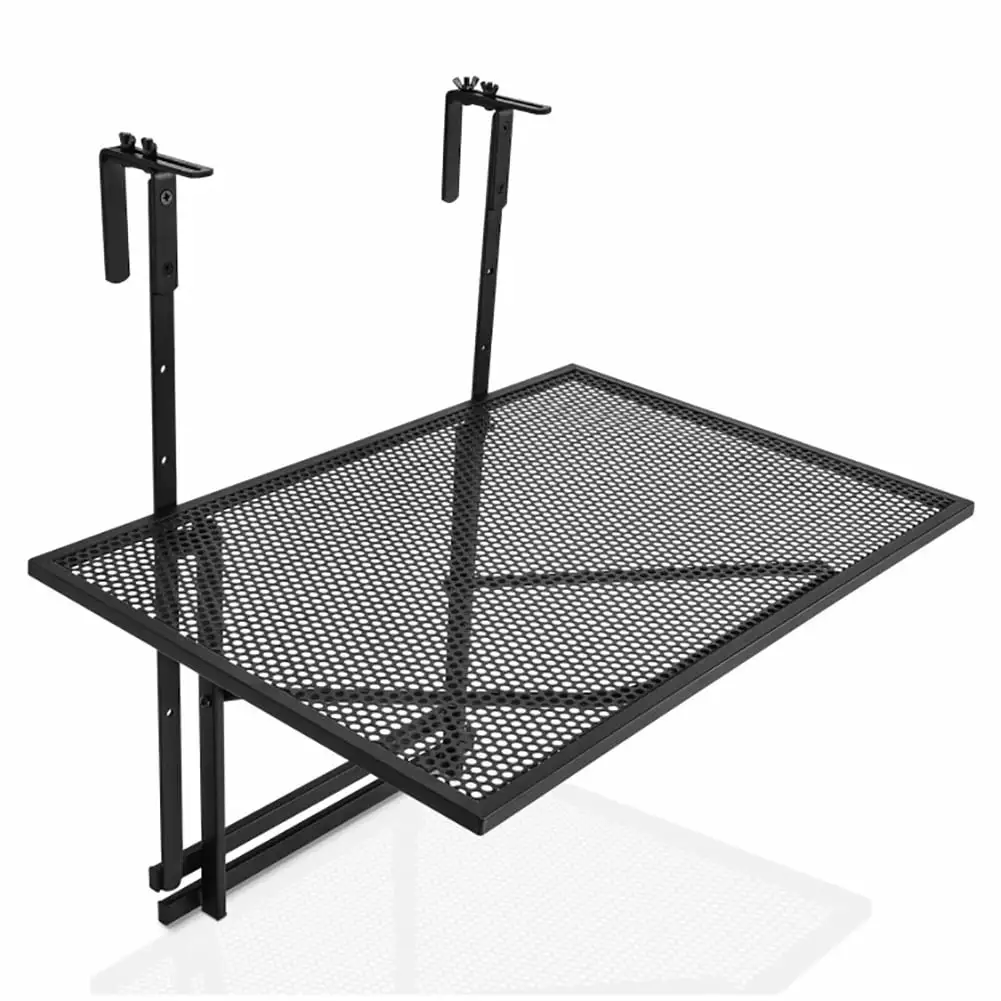 Resenkos Outdoor Folding Balcony Bar Table 5-Level Adjustable Heights Railing Mount