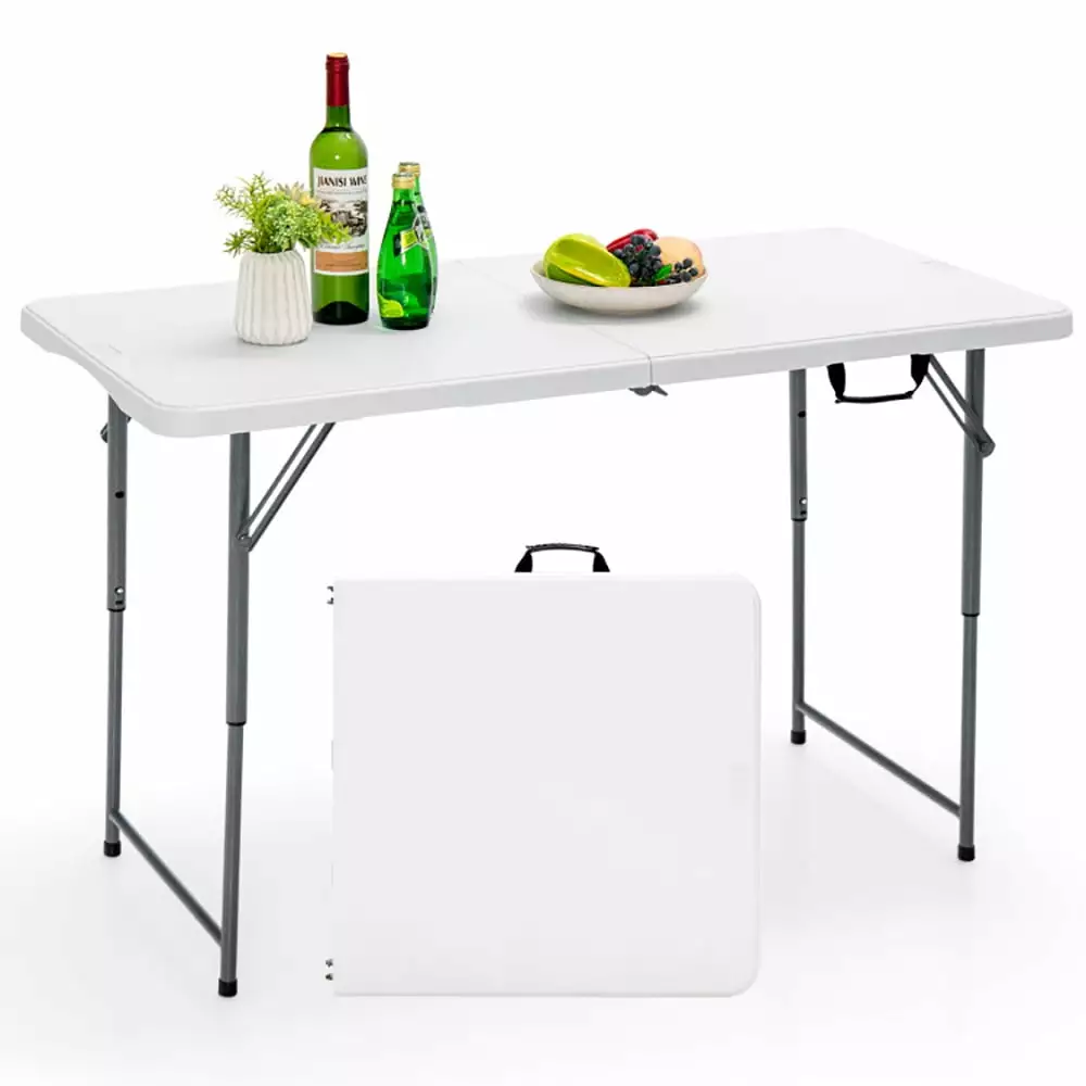 Spaco 3-Level Height Adjustable Folding Table Patio Pool Park Outdoor Use