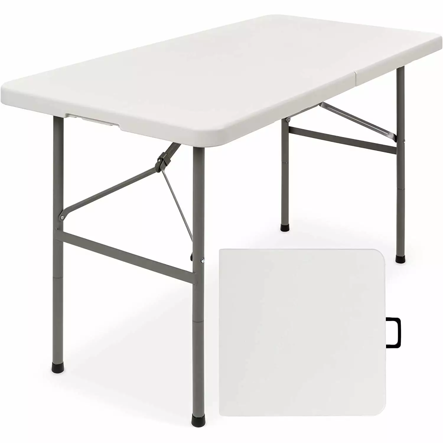 WANLINDZ 4ft Plastic Folding Table Heavy Duty Portable Handle Picnic Party Camping White