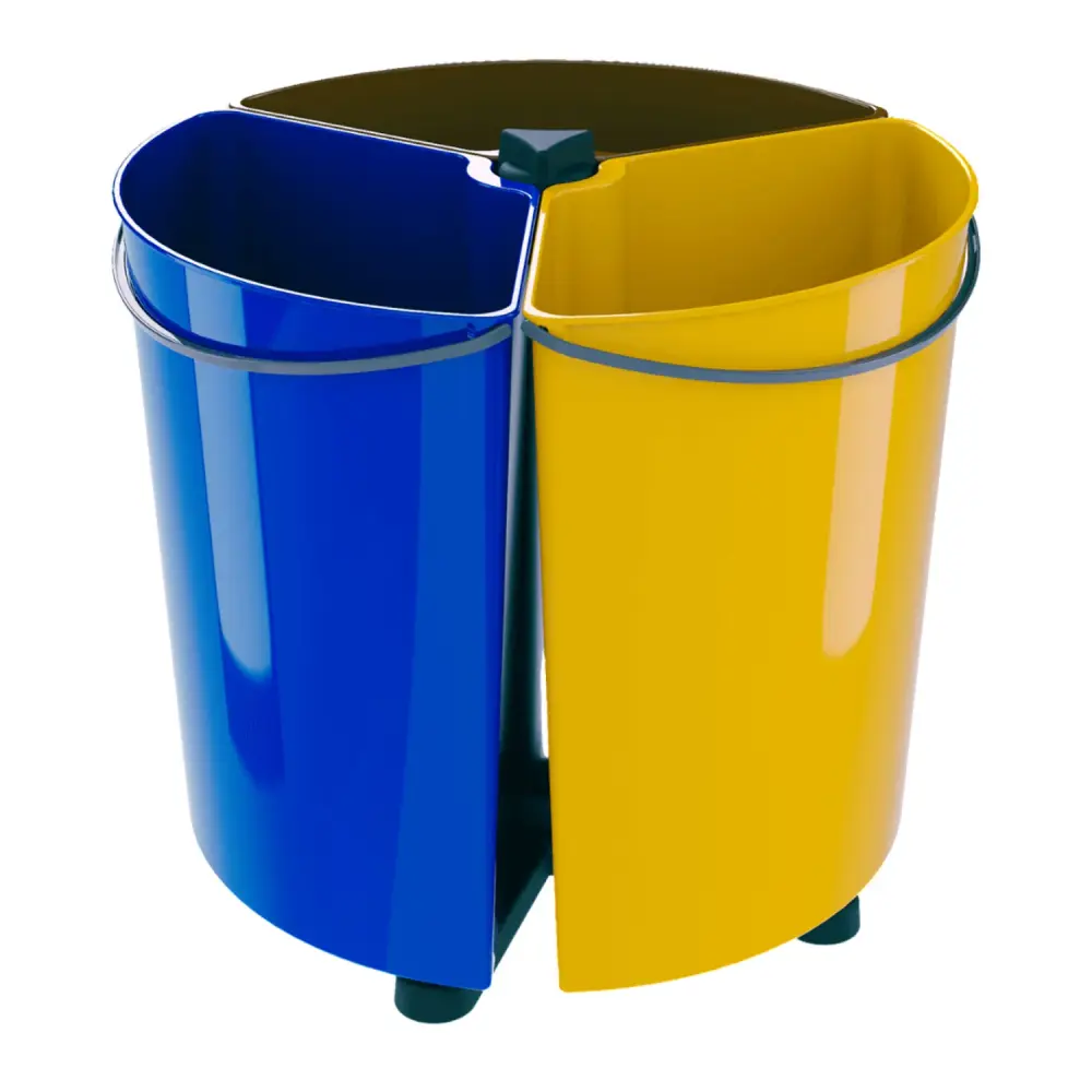 SMARTECO Ecobin Rotable Sorting Waste Bin 3 Washable Compartments Round Segregation Recycling ECO 3x 11.7L