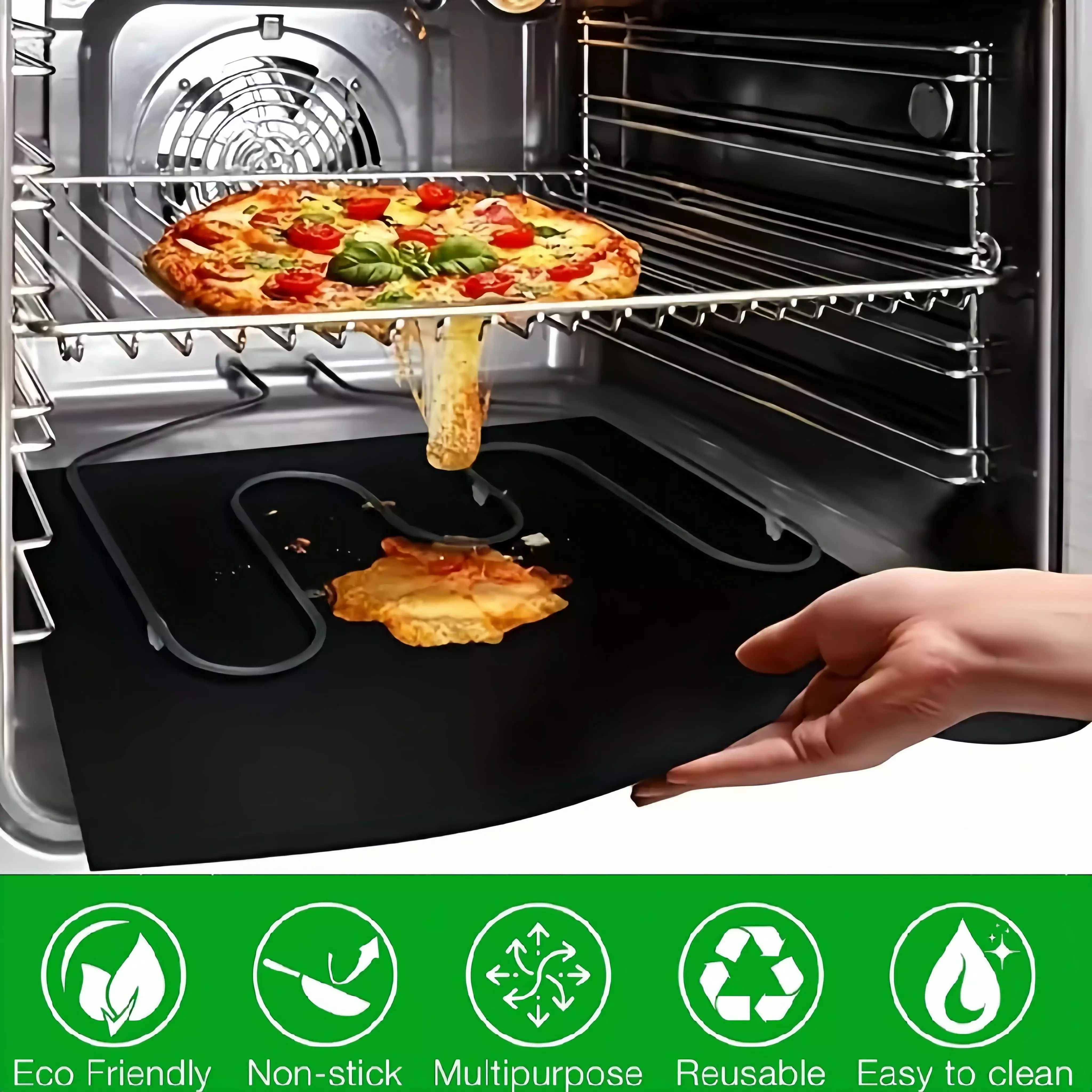 2pcs Oven Liners Bottom Oven - Heavy Duty Non-Stick BBQ Grill Mats Gas, Electric Ovens