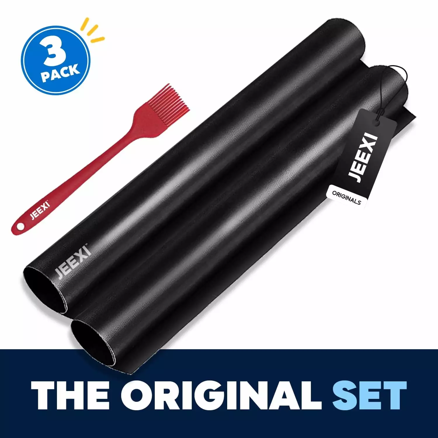 2 Pack Extra Thick Large Oven Liners 17x 25.0.3mm + Silicone Brush Heavy Duty Non Stick Teflon Grill Mats BPA and PFOA Free