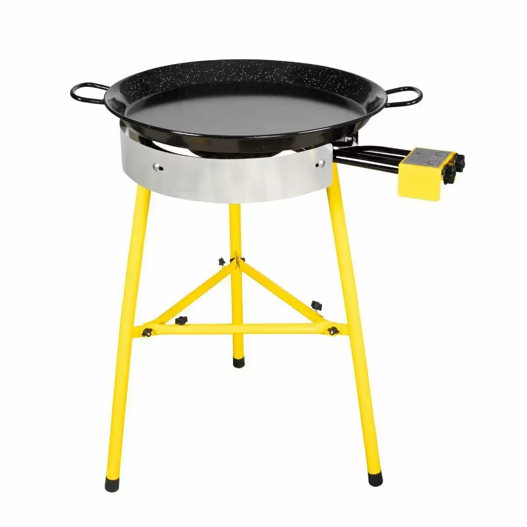 Paelluxe Complete Paella Pan Burner and Stand Set Dual Burner Rings and Individual Gas Knobs 22-Inch