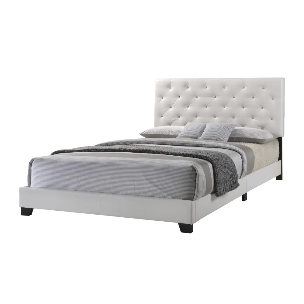 Diamond Modern Furniture HH Full Upholstered Panel Bed HH2018 Full Bed - White