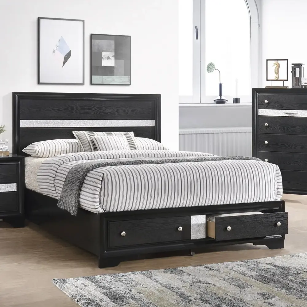 Diamond Modern Furniture CM Regata Queen Panel Bed Storage B4670-Q-HBFB/B4670-Q-RAIL/B4670-KQ-DRW