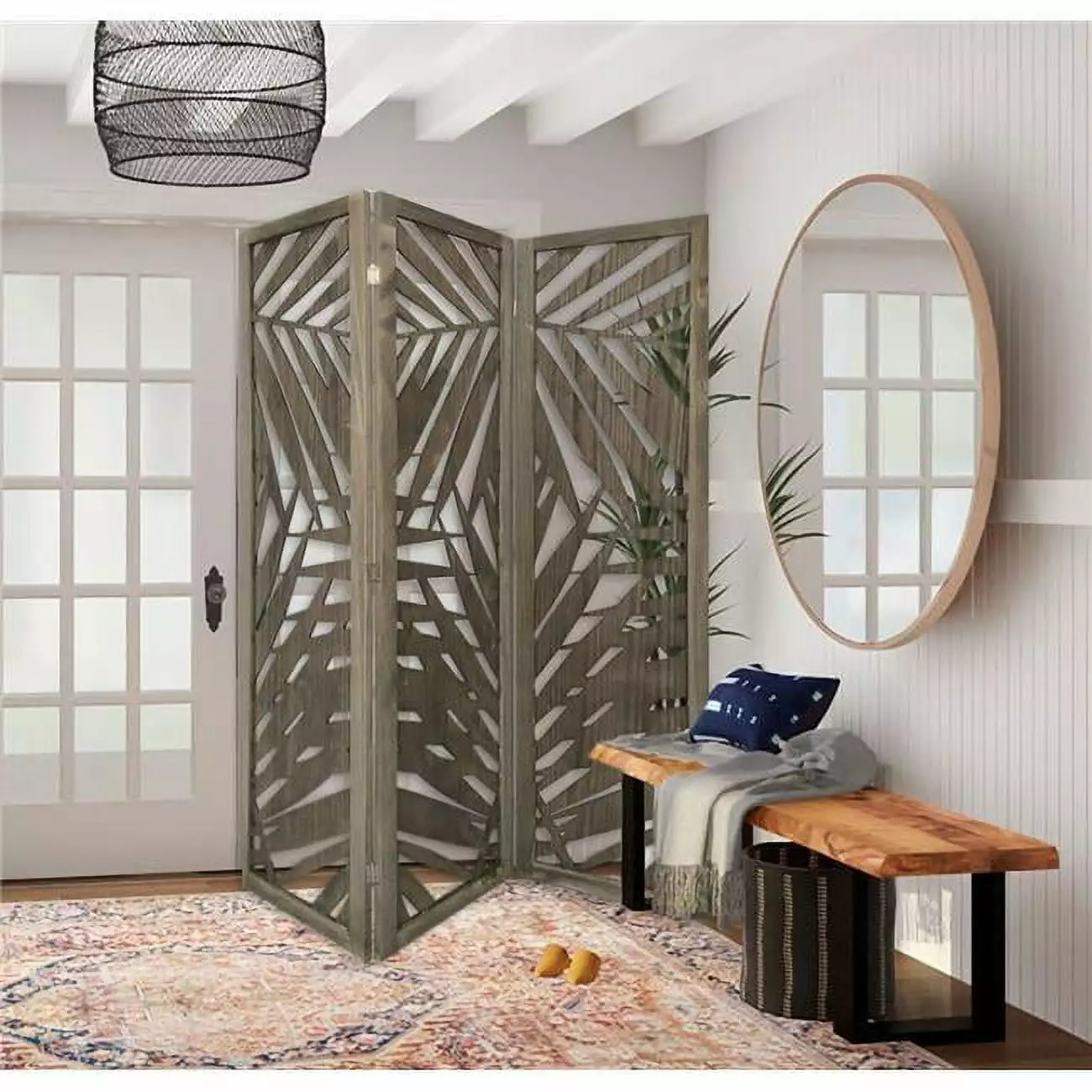 3 Panel Papete Screen Grey Jagged Designs