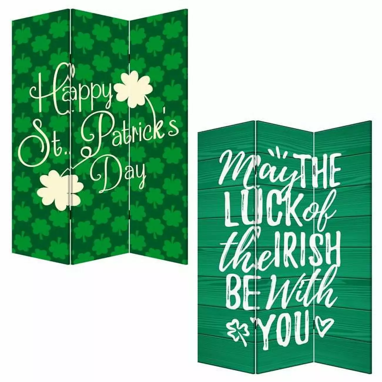St Patricks Screen - Irish Themed Room Divider - 72 Inch Tall Holiday Decor Jagged Designs