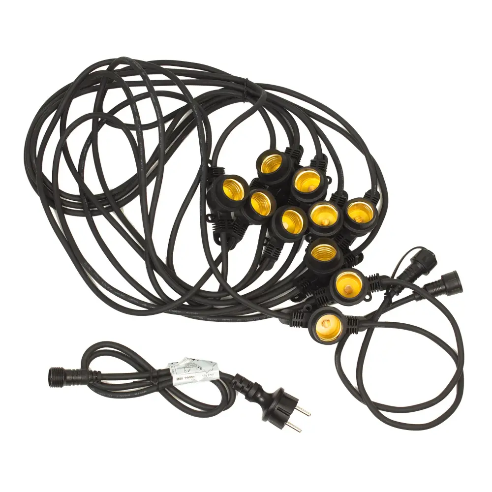 Maclean Energy MCE410 10m Garden Garland 10x E27 Bulbs IP44 Outdoor Indoor (without bulbs)