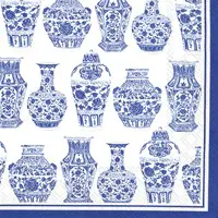 BLUE & WHITE CHINESE URNS COCKTAIL NAPKIN