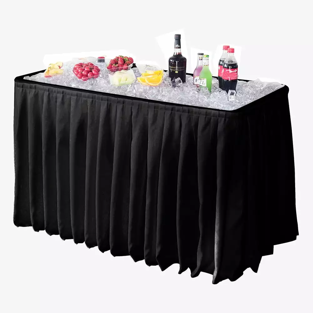Modern Home 4 Foot Portable Folding Party Ice Bin Table Skirt Black