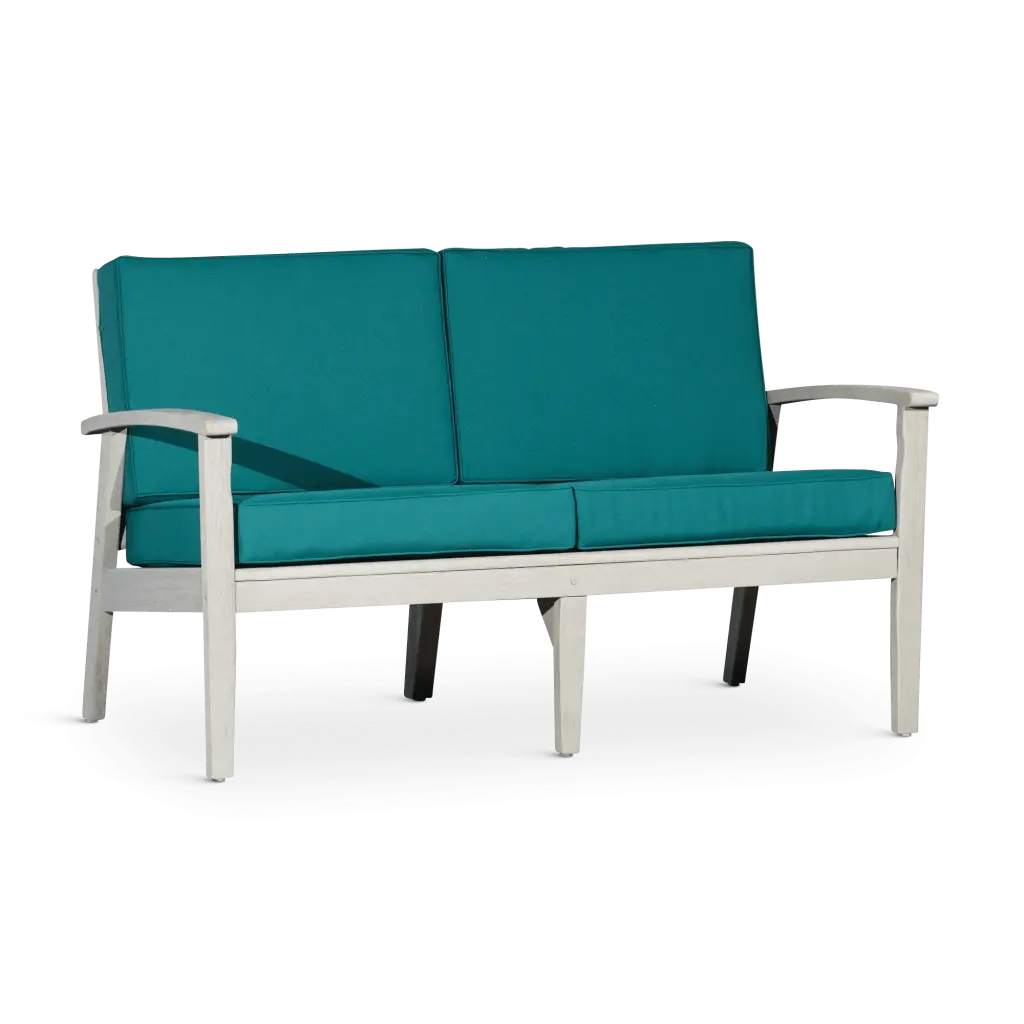 CoSoTower Eucalyptus Loveseat Dark Green Cushions Driftwood Gray Finish Outdoor Patio