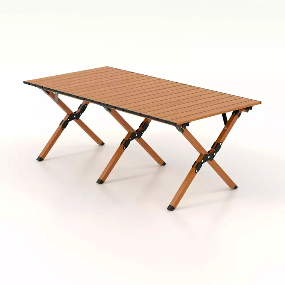 Canddidliike Folding Lightweight Aluminum Camping Table Wood Grain L Patio Pool Park Outdoor