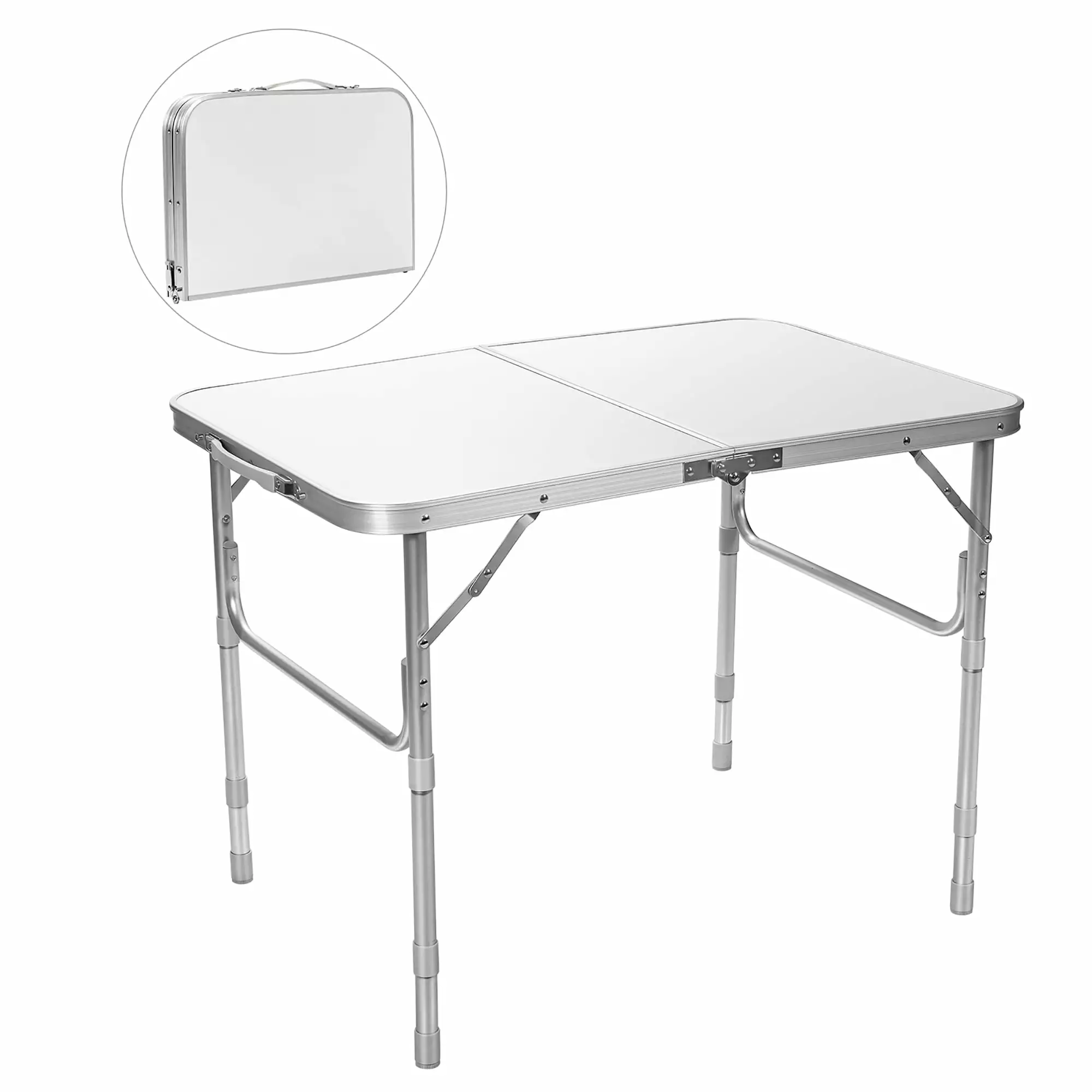 Costway Patio Folding Camping Table Aluminum Adjustable Portable Outdoor Indoor