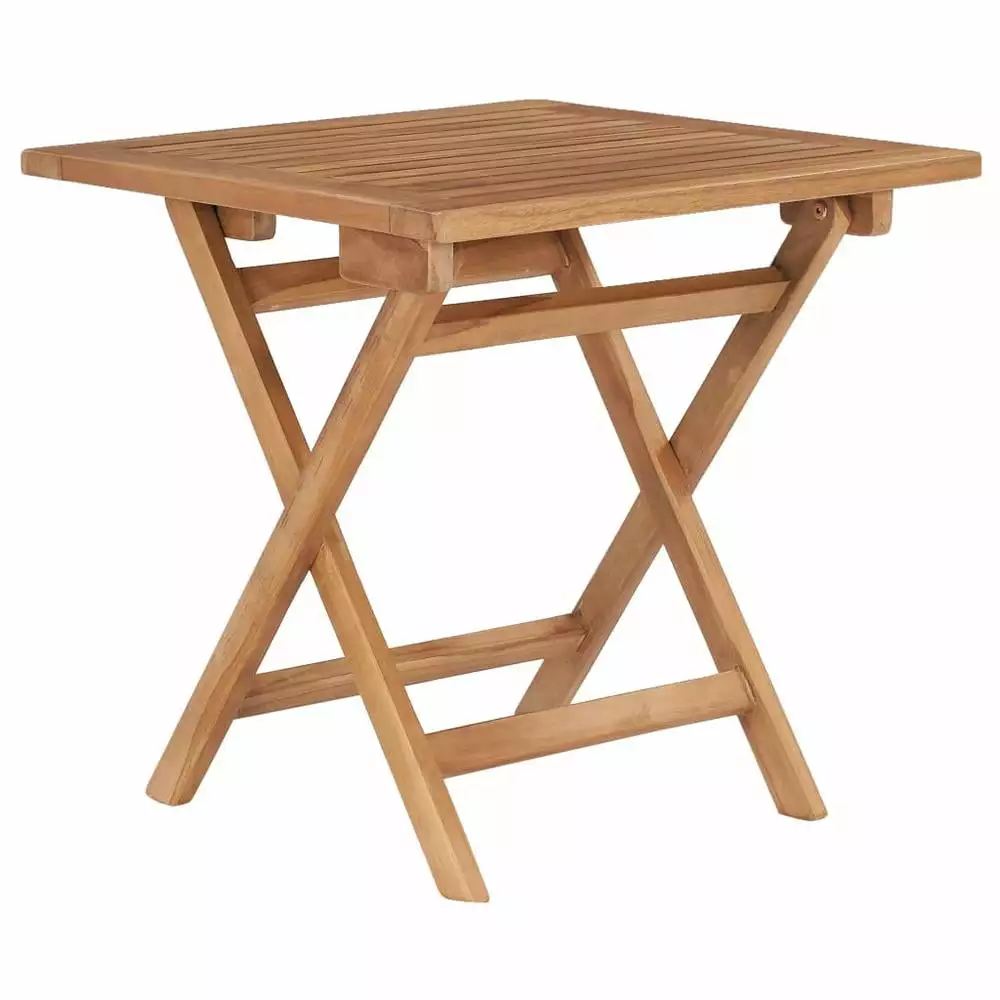 vidaXL Folding Garden Table 17.7x17.7x17.7 Inches Solid Teak Wood Outdoor Patio