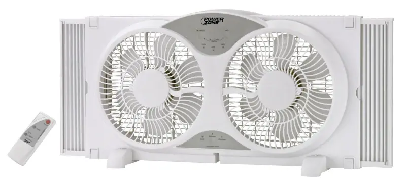 PowerZone BP2-9A Reversible Fan, 120 V, 9 Dia Blade, 12-Blade, 3-Speed, Touch Panel and Remote Control, Ivory