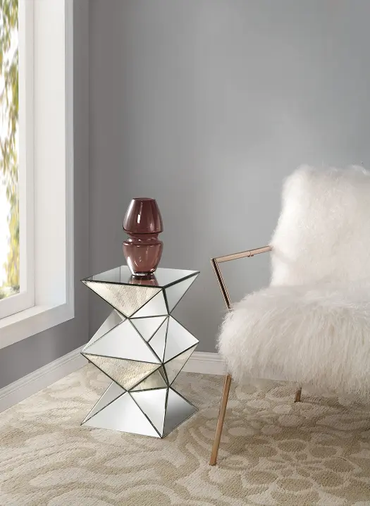 Nyoka Mirrored Pedestal Stand - Elegant Display Stand Home