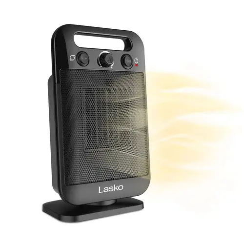 Lasko CD12100 Oscillating Personal Space Heater Adjustable Thermostat