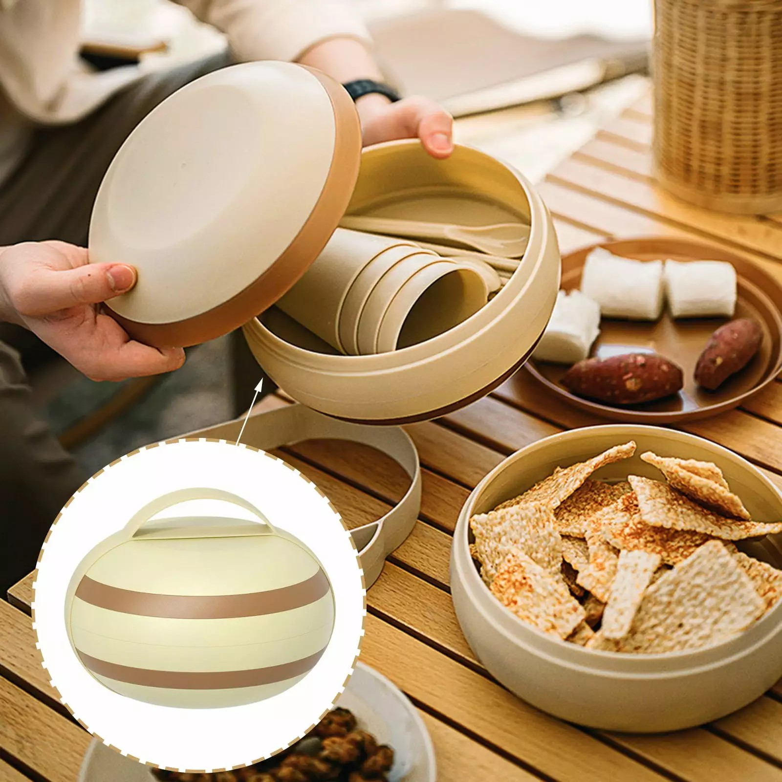 Outdoor Picnic Cutlery Set - Portable Supplies Camping Cookouts and Outdoor Dining