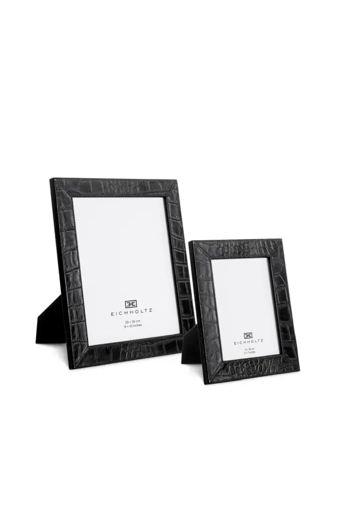 Eichholtz Scaleo Black Leather Picture Frames Set 2 Modern