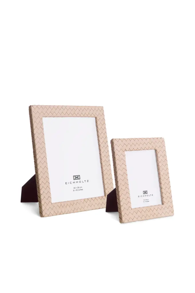 Eichholtz Sintra Tan Leather Picture Frames Set 2 Photos