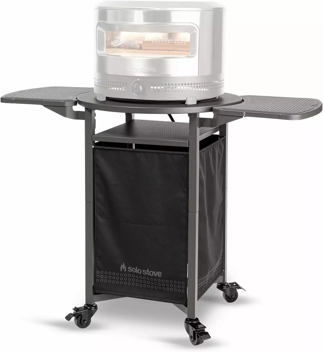 Solo Stove Pizza Oven Cart Outdoor Pi Pizza Ovens Locking Wheels and Foldable Shelves