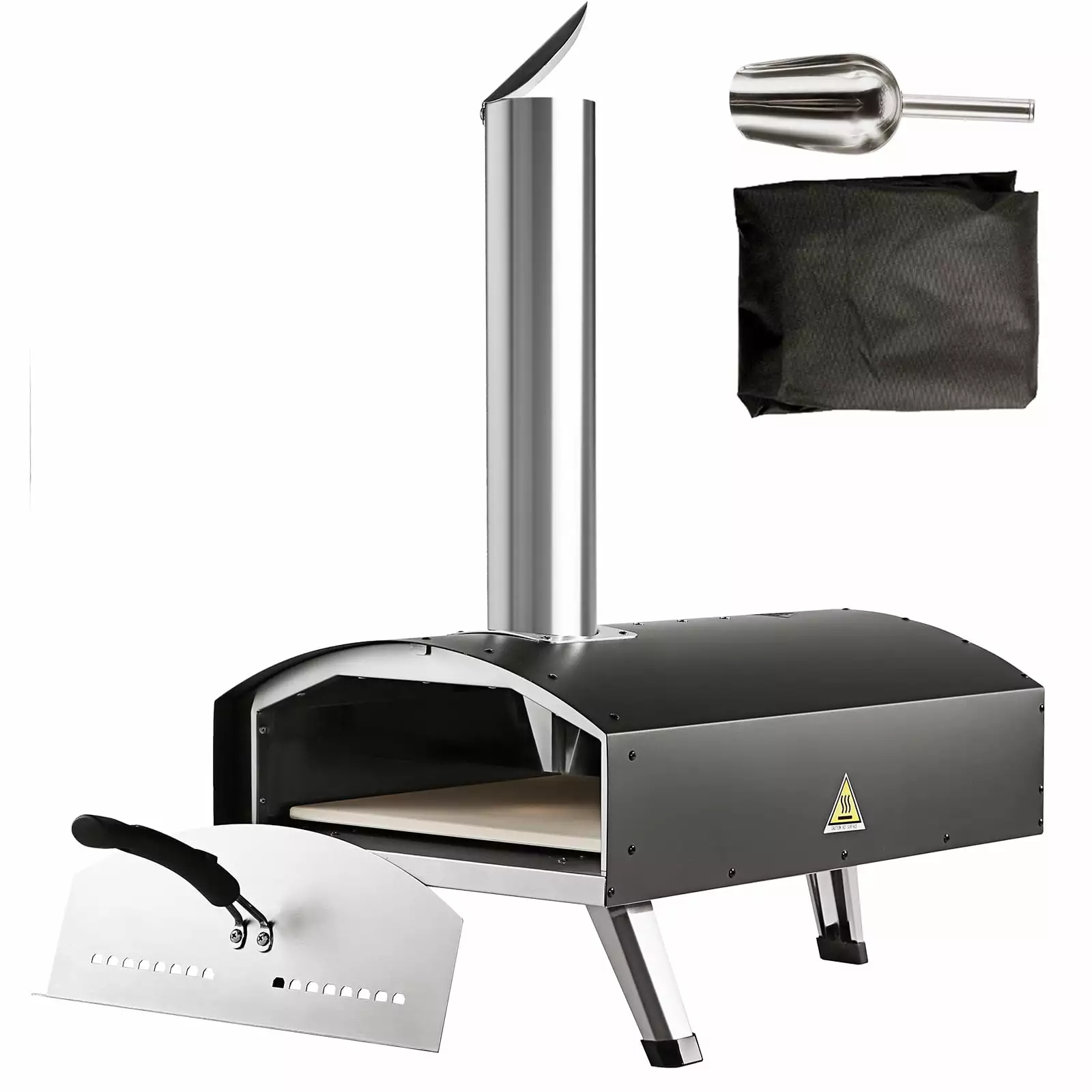 SKYSHALO 12-Inch Travel-Friendly Outdoor Pizza Oven Stainless Steel BBQ Design