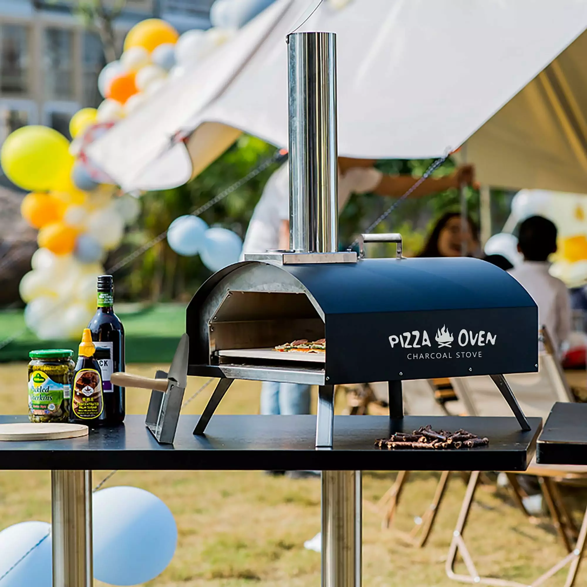 Travel-Friendly Outdoor Stainless Steel Pizza Oven 15.7 x 20 x 28-Inch Dimensions