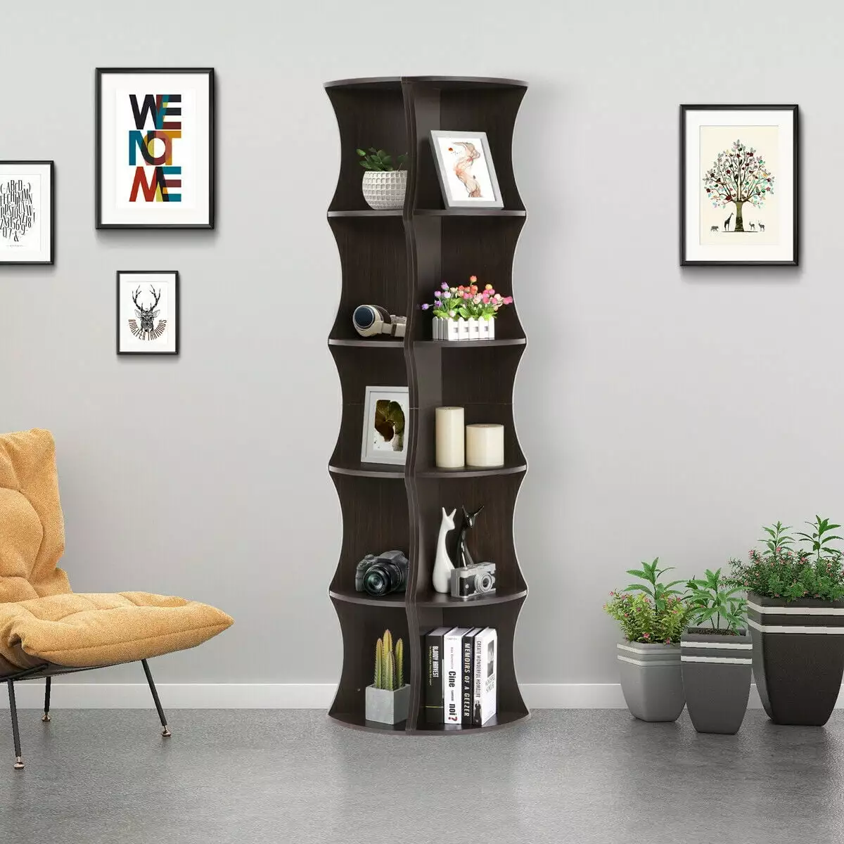 5 Tier Corner Shelf Bookshelf Plant Stand Home Office Indoor Plant Stand Custom Shelf Unique Furniture Nesuncia
