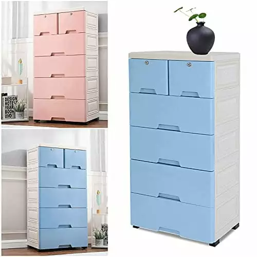 Storage Box Furniture Arranger Unit Cabinet 6 Drawers and 4 Wheels Closets, Bedrooms, Nurseries, Playrooms, Entryways - PP...