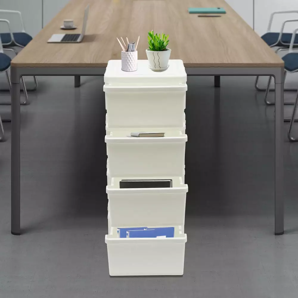 4-Drawer Plastic Storage Dresser Bedroom - Floor Mounted Organizer LilyLus