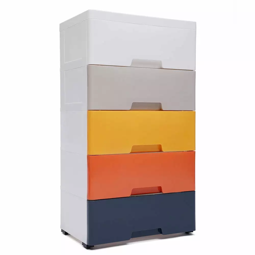 Plastic Drawers Dresser Storage Cabinet 5 Drawers Office Playroom LilyLus