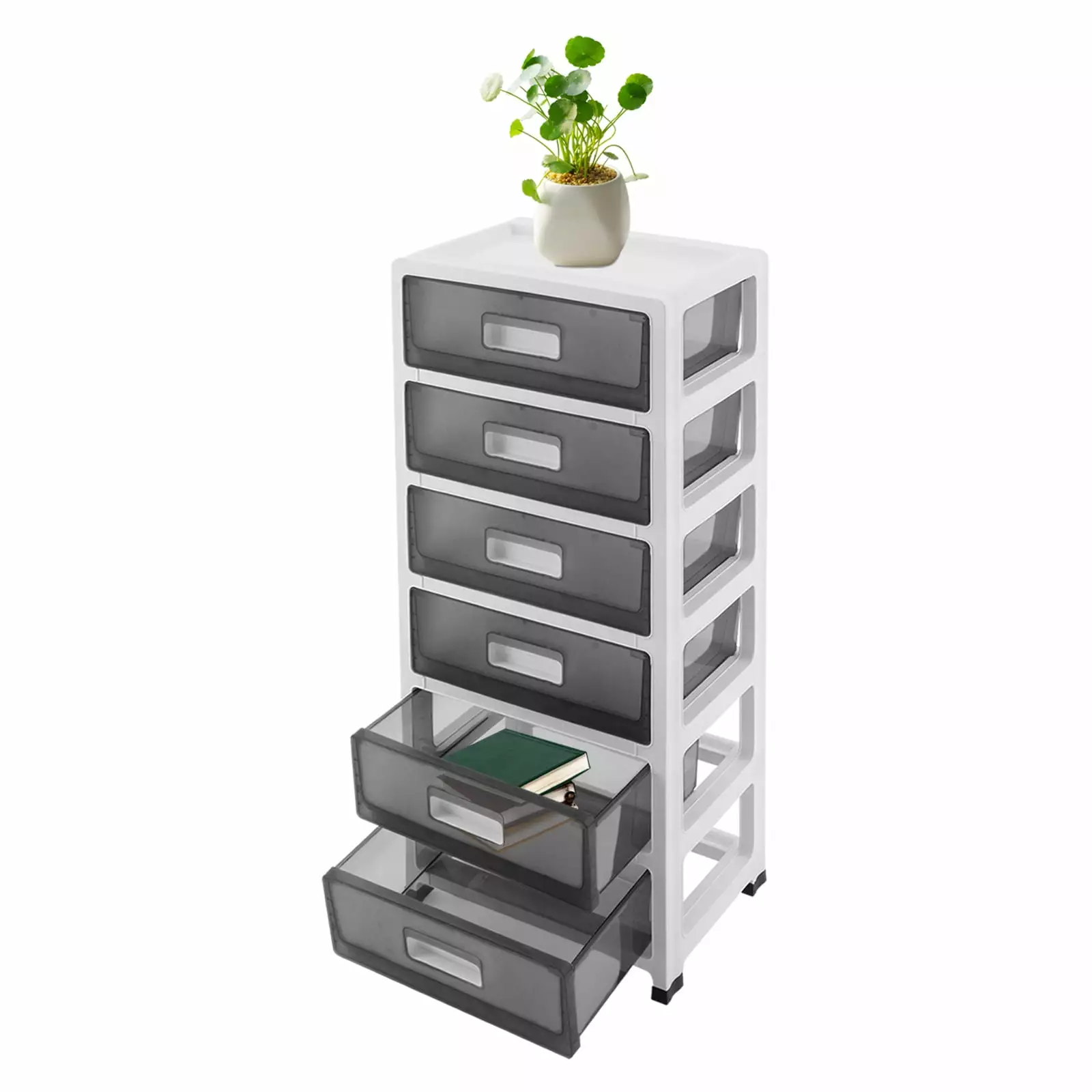 Miumaeov 6 Tiers Detachable Storage Box Plastic Drawers Dresser 6 Drawers Desktop Tower Closet Arranger Wheels Office Apar...