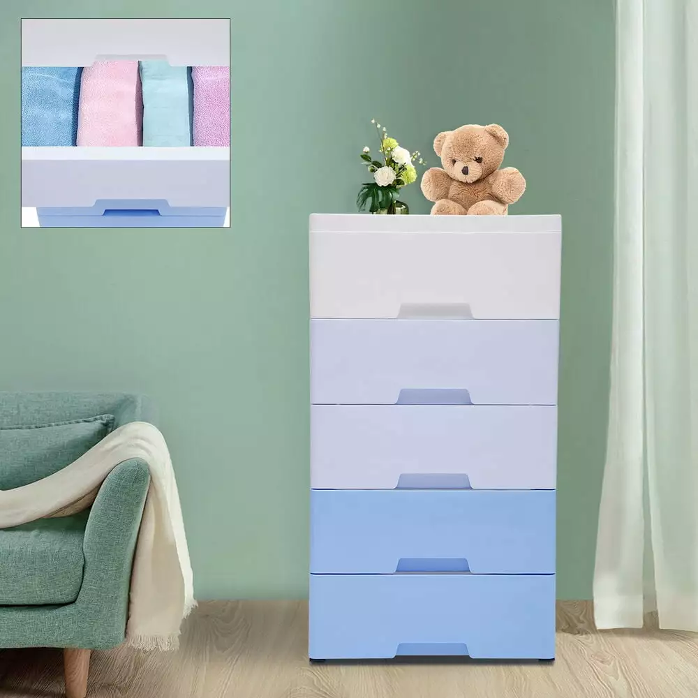5 Drawer Plastic Storage Cabinet Dresser Bedroom Closet YoyoHome