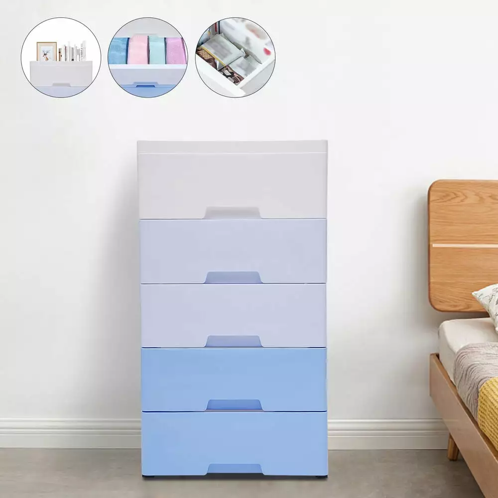 5 Drawer Plastic Storage Cabinet Dresser Bedroom Closet YoyoHome