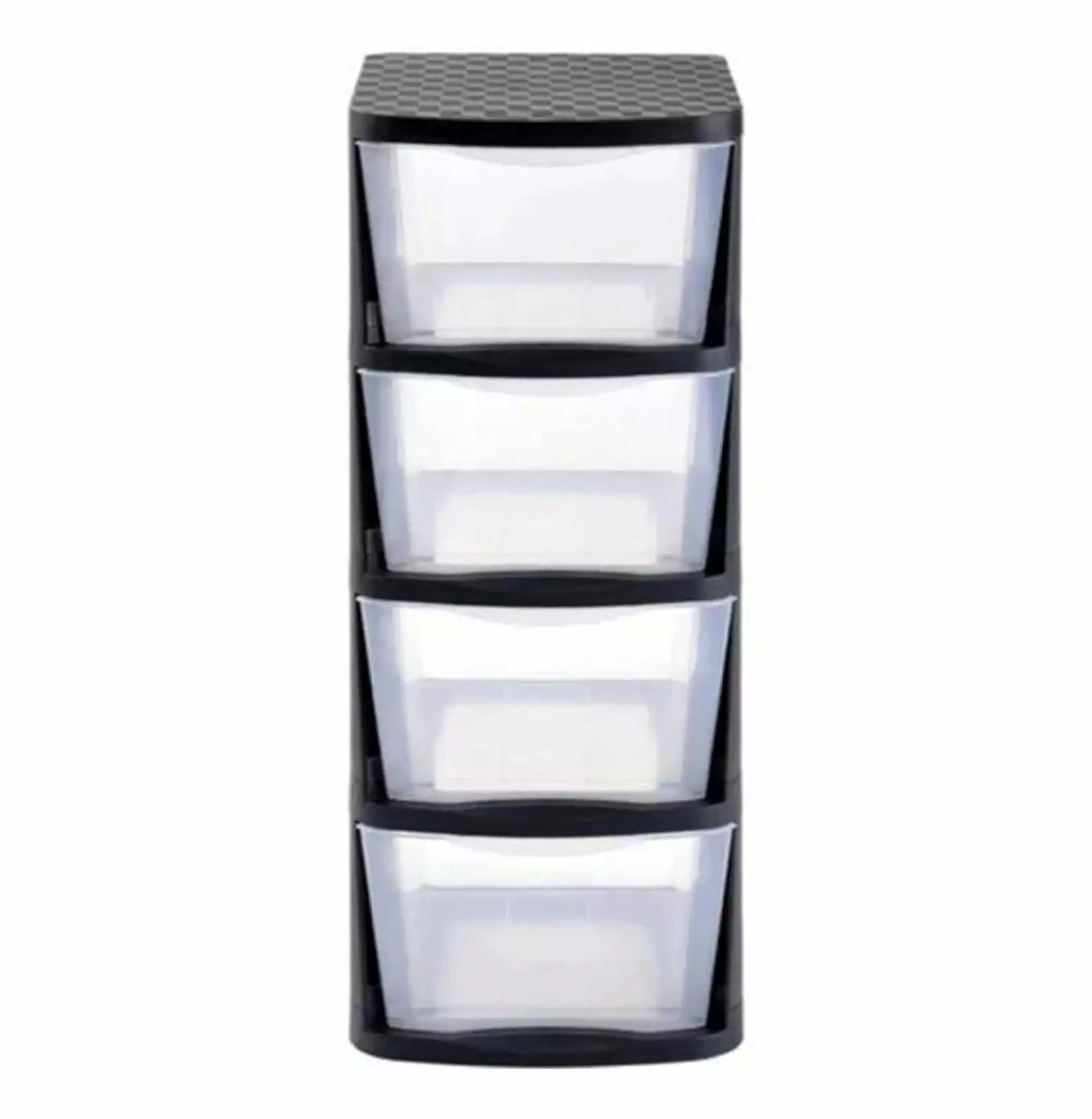 Zengpin Plastic 4 Drawer Storage Container Tower 4 Large Pull Out Drawers Home Organization Office and Classrooms Clear Black