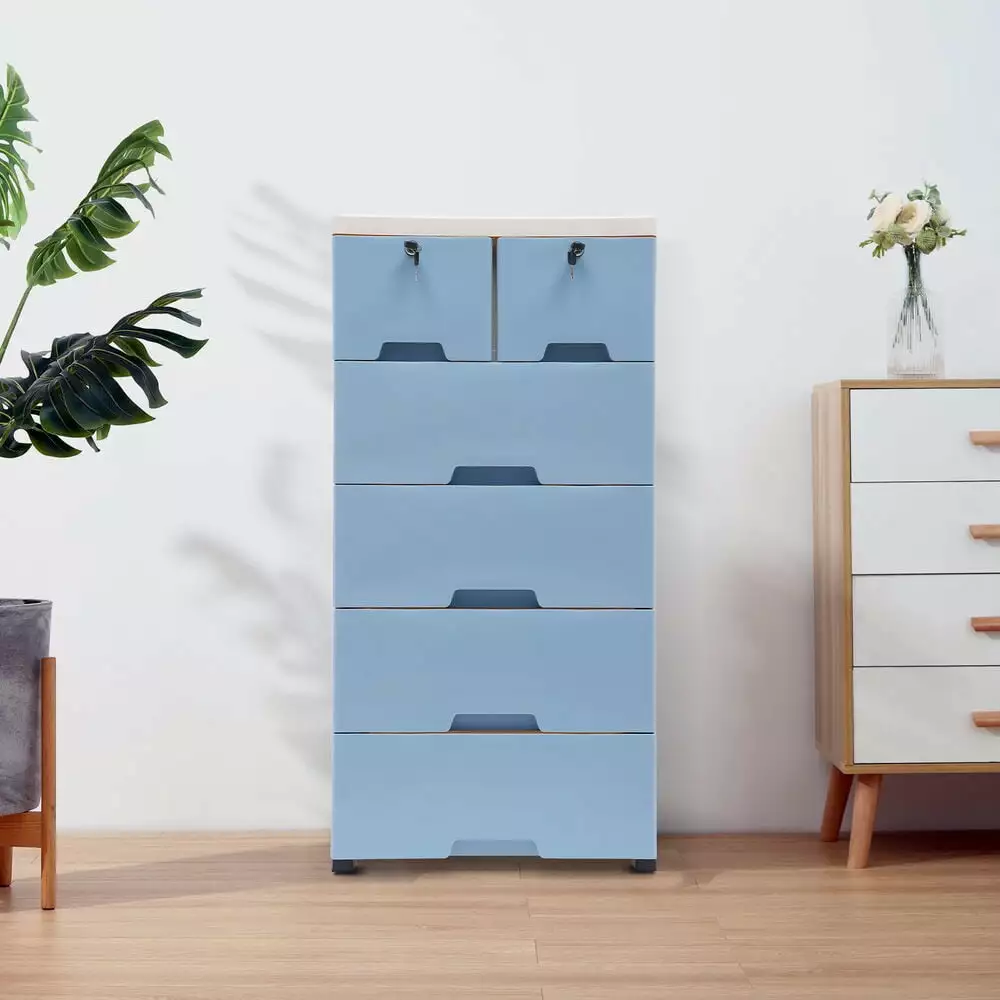Plastic Drawers Dresser 6 Drawers and 4 Wheels Apartments and Dorms BloomVivid