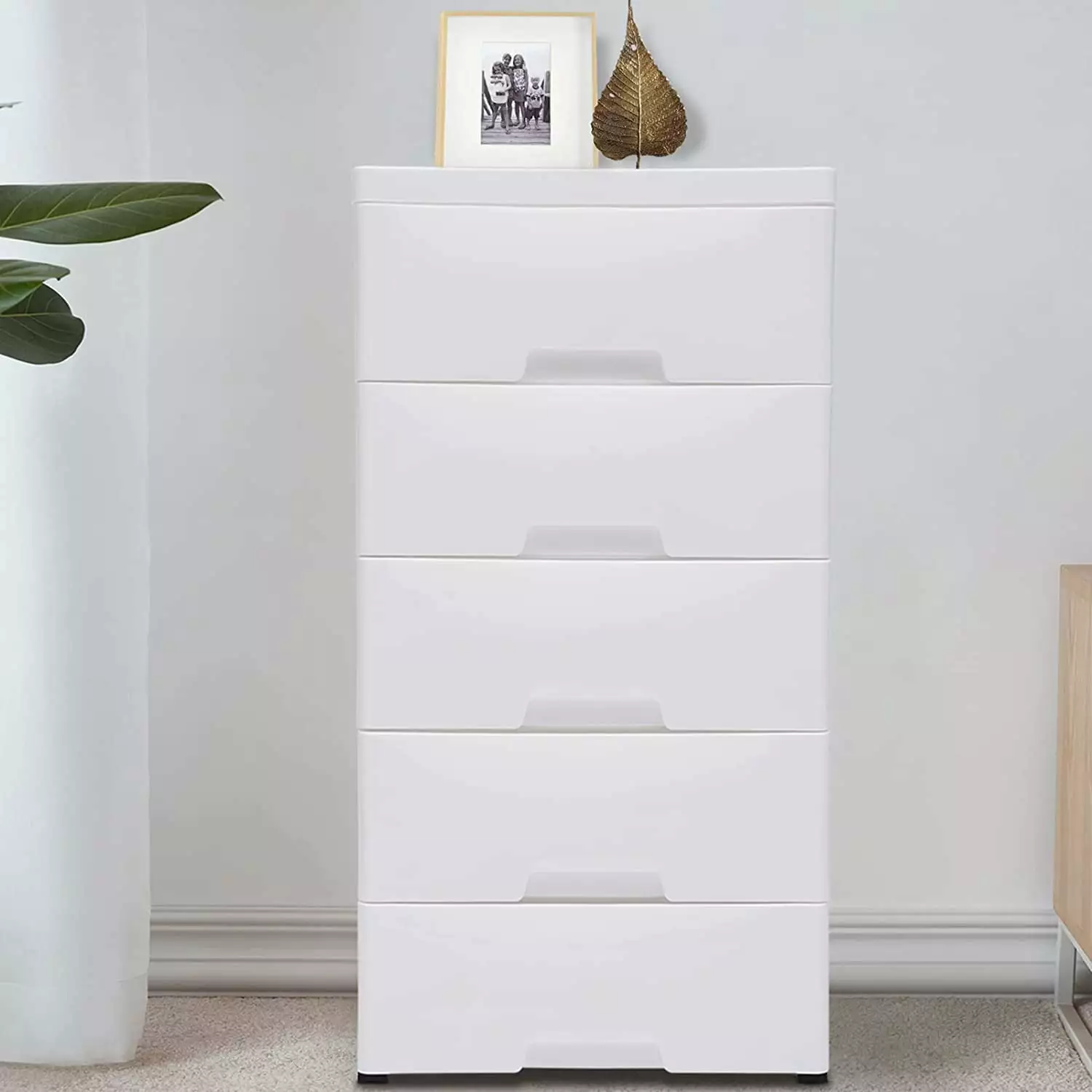 FETCOI 5-Drawer Plastic Storage Cabinet Clothes Bedroom or Playroom