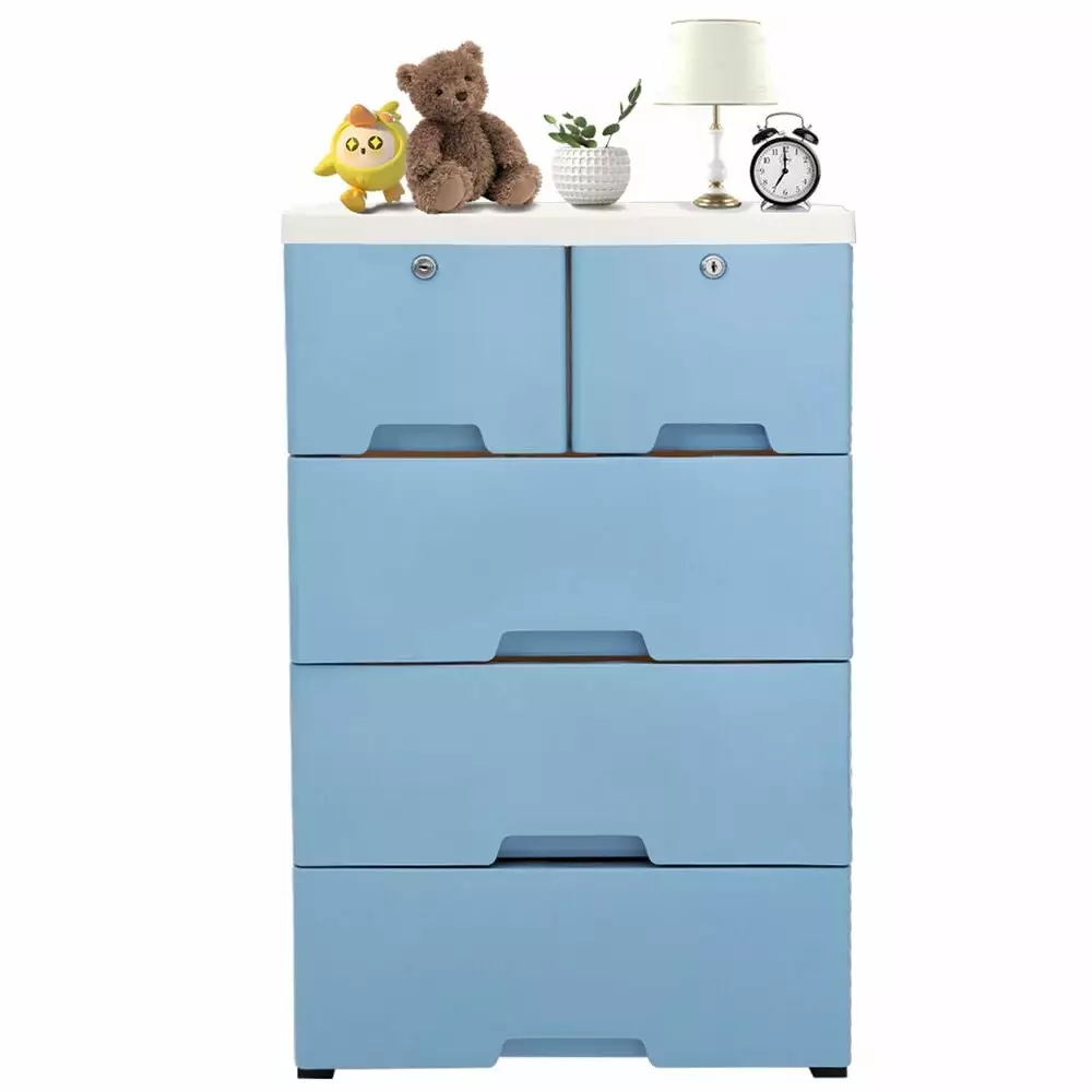 Plastic Drawers Dresser Storage Cabinet Lock and 4 Wheels LilyLus