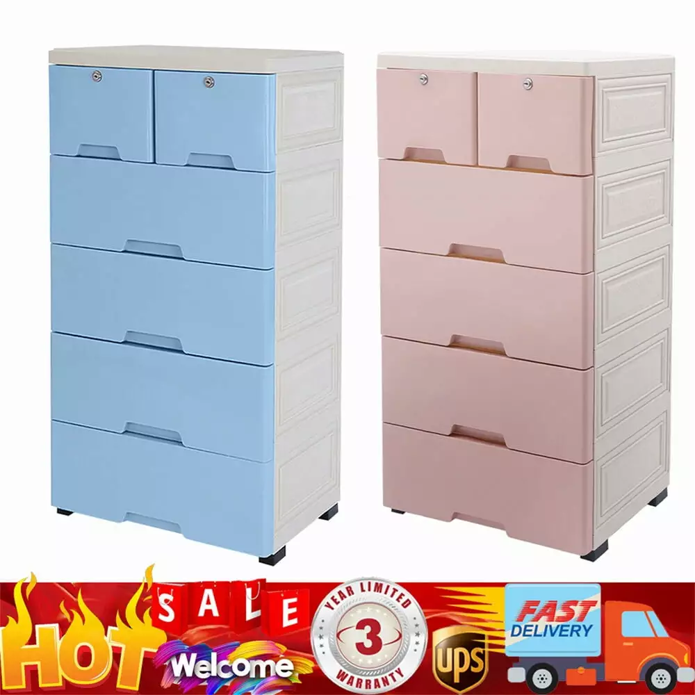 Plastic Storage Dresser Bedroom 6 Drawer Clothes Tower Cabinet Office LilyLus