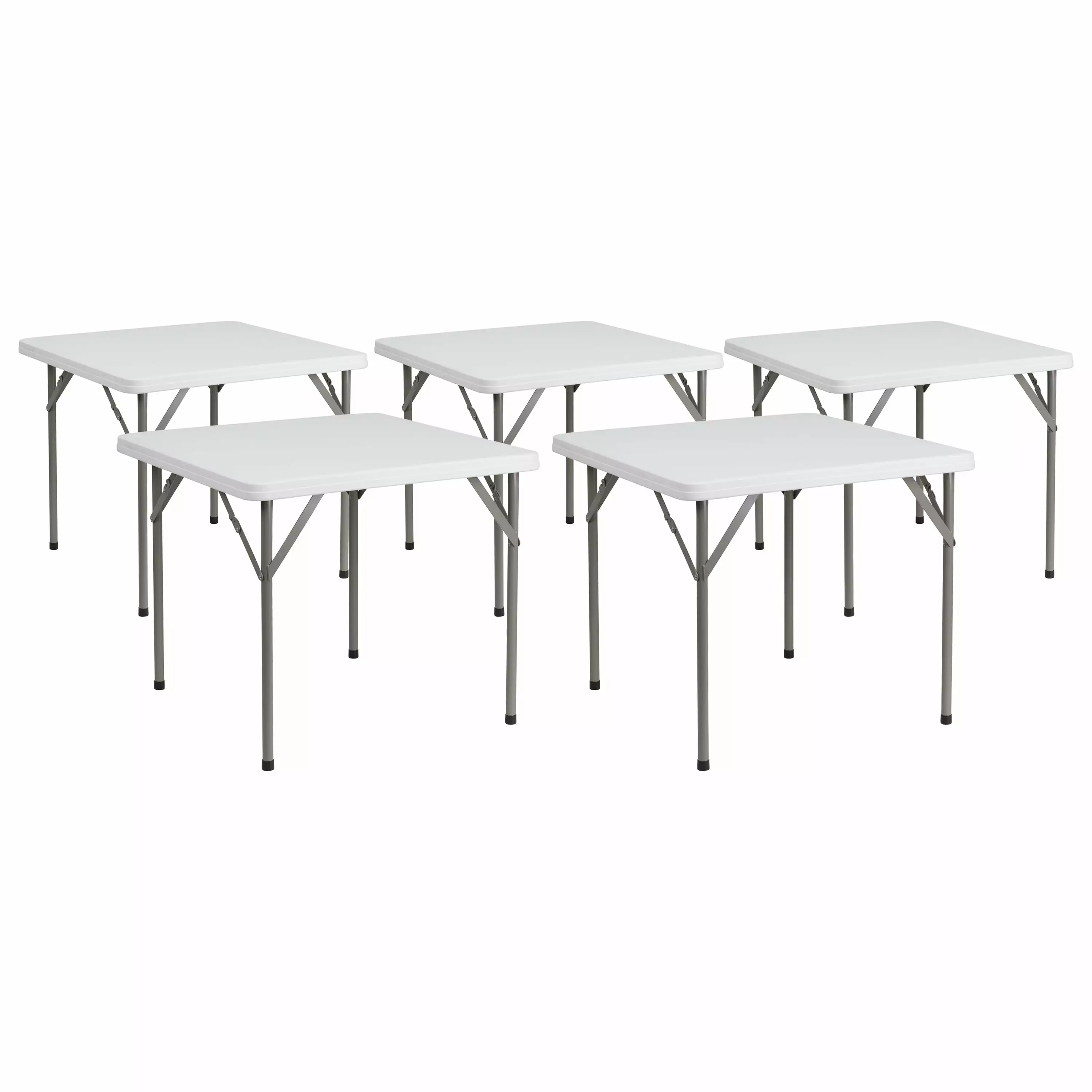 Flash Furniture Elon 2.85-Foot Square Granite White Plastic Folding Table - Set 5