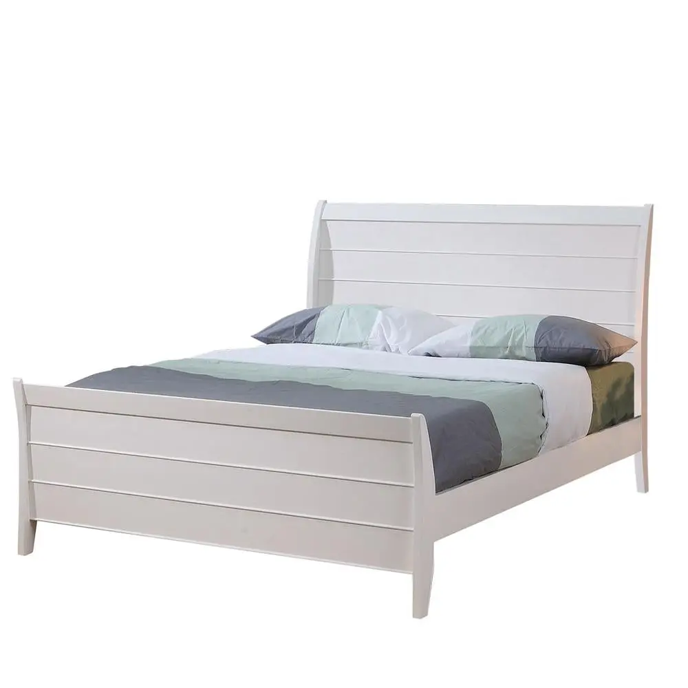 Selena Twin Sleigh Platform Bed Cream White - Stylish Kids Bed Frame