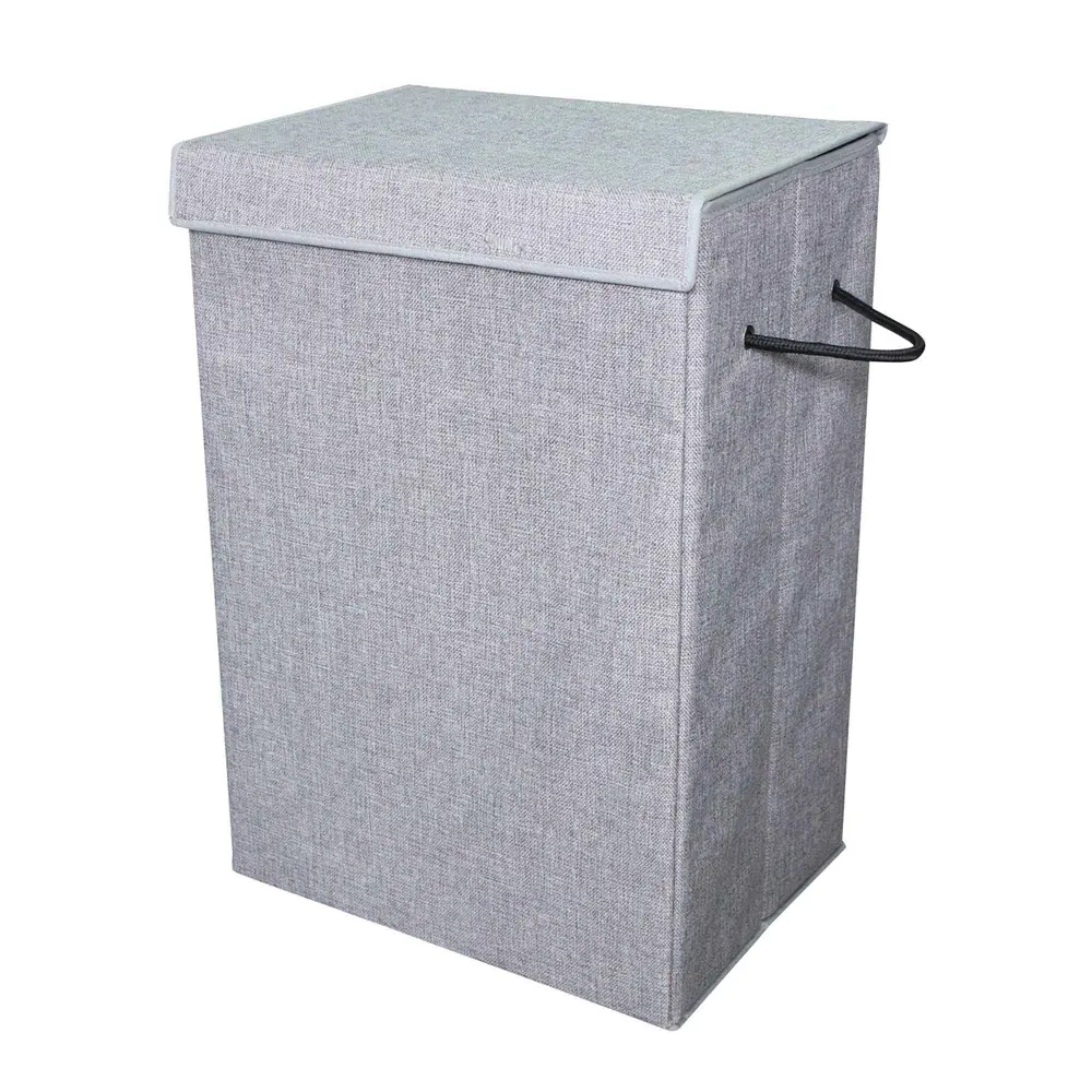 Collapsible Grey Fabric Laundry Hamper, 15.75'' x 11.85'' x 23.65''
