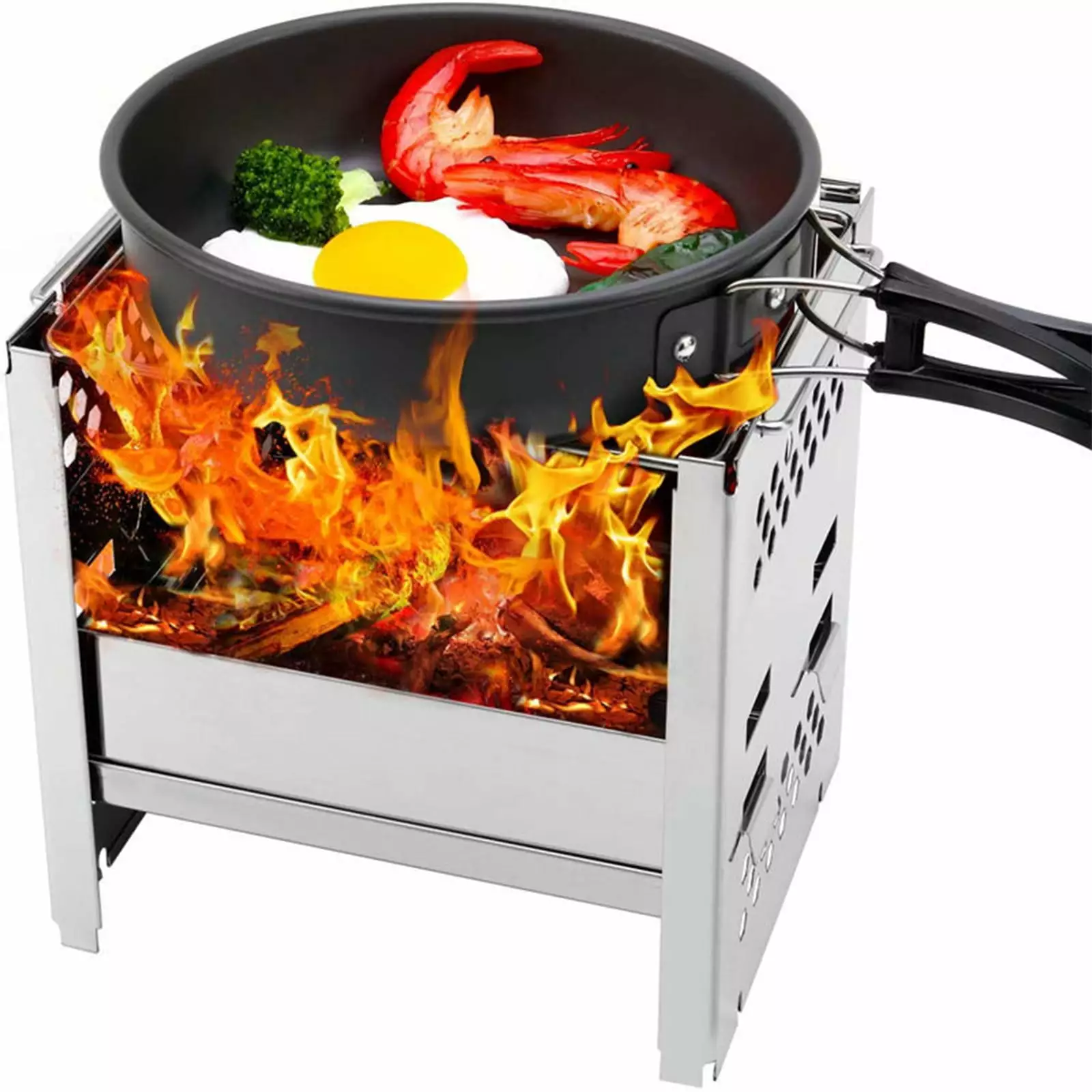 Aihimol Folding Travel-friendly Stainless Steel Charcoal BBQ Grill Camping Picnics Beach