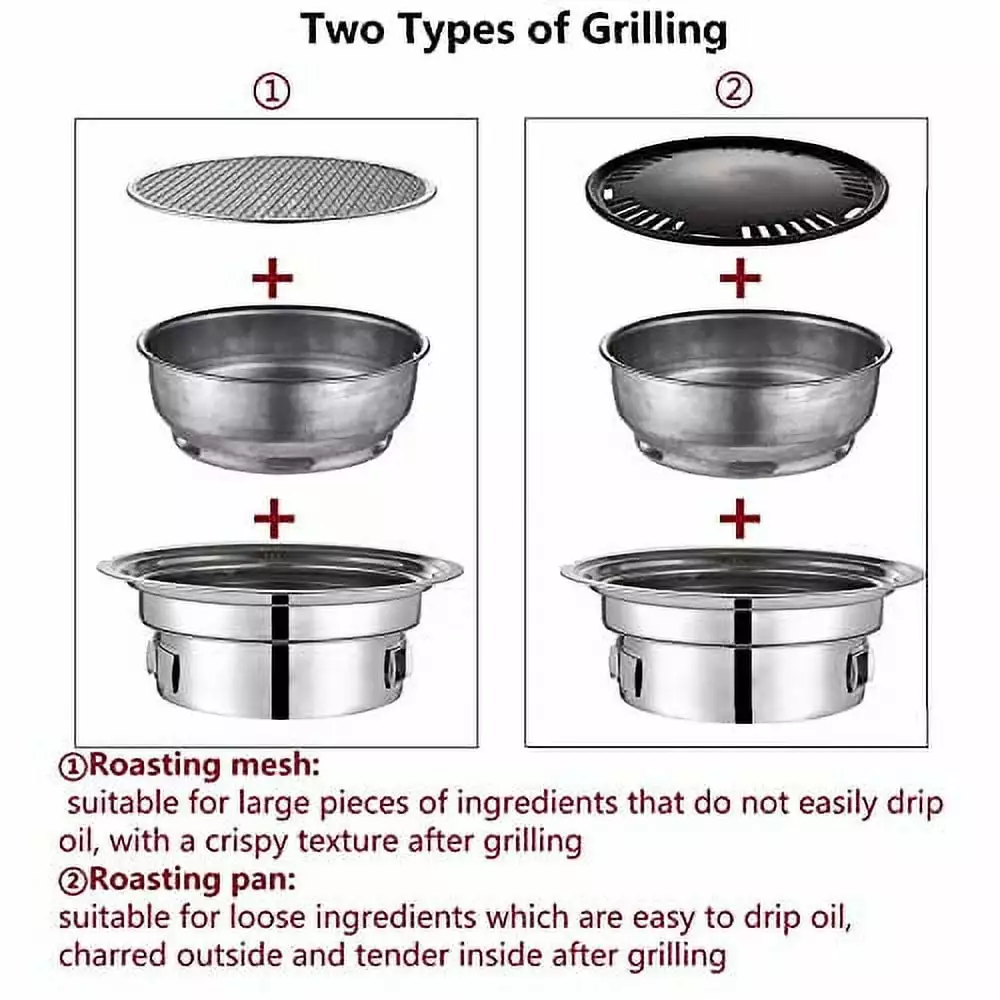 DNYSYSJ 15.75 Inch Travel-Friendly Korean Style BBQ Grill Stainless Steel Outdoor Camping Cooker Charcoal Grill Indoor Out...