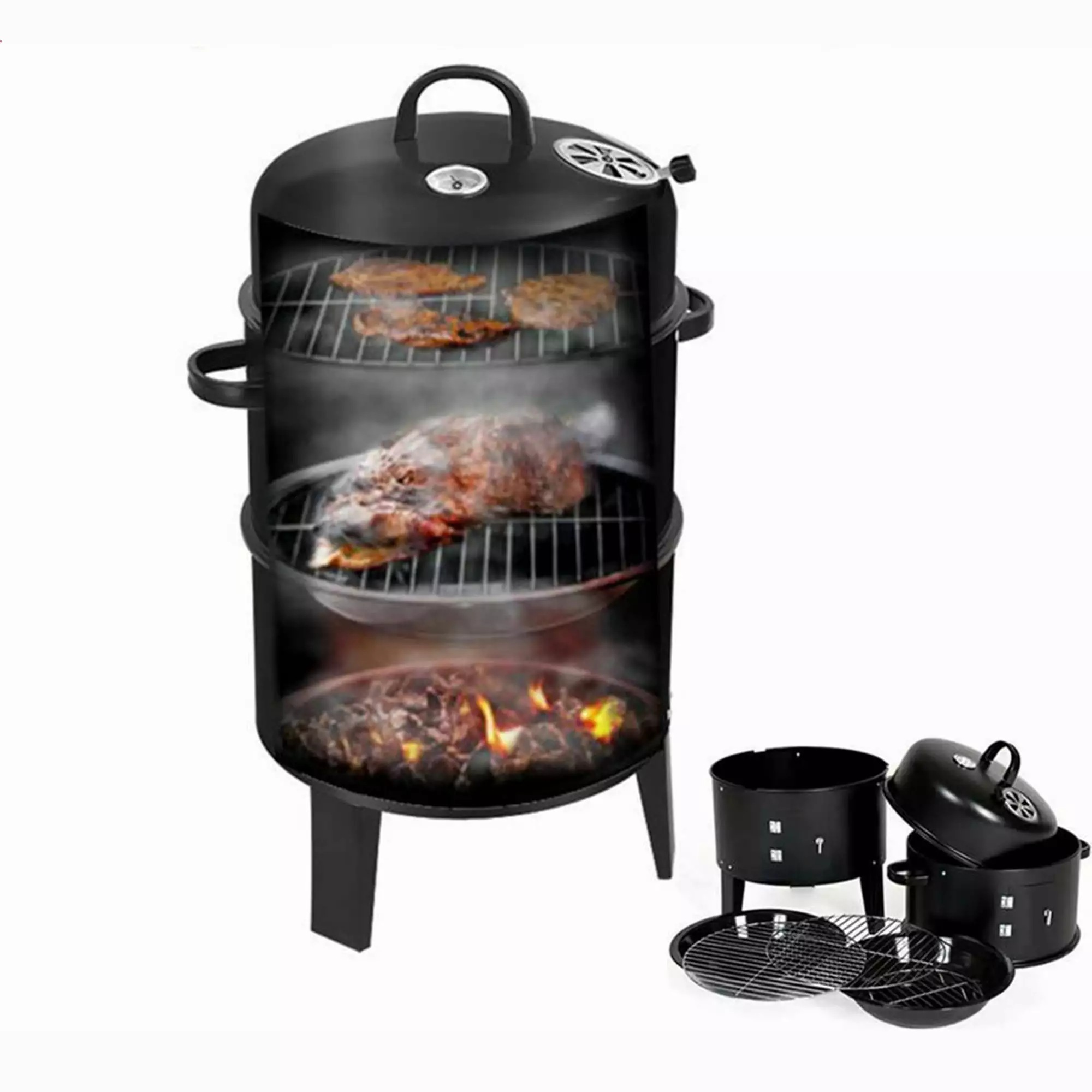 YouLoveIt 3 1 Charcoal Vertical Smoker Grill BBQ Temperature Gauge Outdoor Cooking